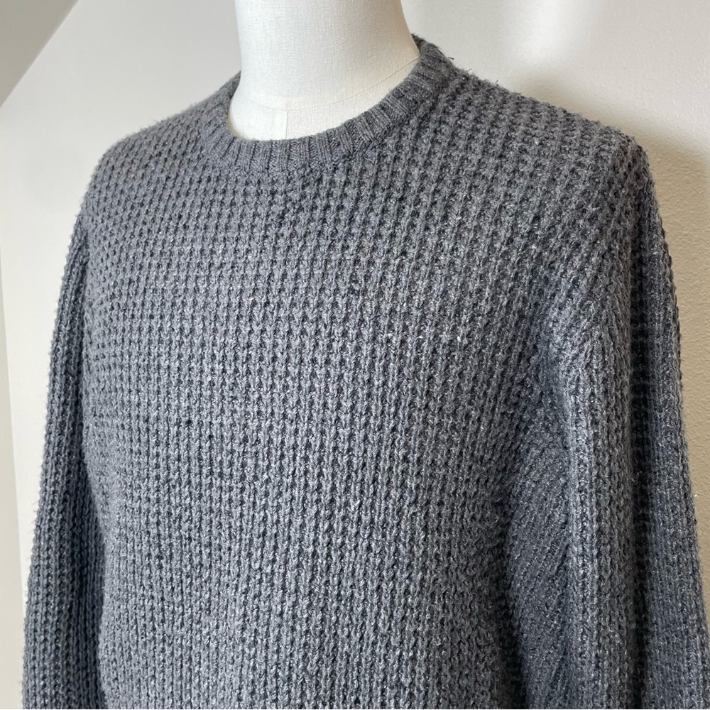 Men's Eddie Bauer Thick Chunky Fisherman’s Style Crewneck Sweater Gray Large - Picture 4 of 14